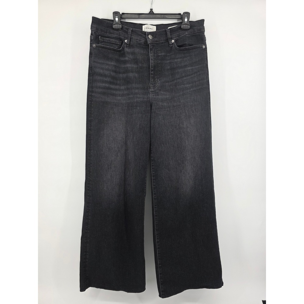 Frame Denim Jeans Size 34 Le Slim Palazzo High Rise Dark Wash Black